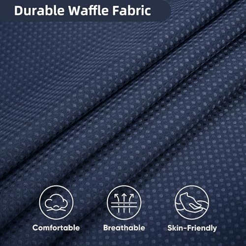 Shower Curtain and Liner Set, 3 in 1 Waffle Shower Curtain Set with 12 Double Sided Shower Curtain Hooks, Fabric Shower Curtains for Bathroom, Navy Blue, 72 x 72