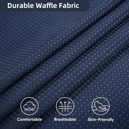 Shower Curtain and Liner Set, 3 in 1 Waffle Shower Curtain Set with 12 Double Sided Shower Curtain Hooks, Fabric Shower Curtains for Bathroom, Navy Blue, 72 x 72