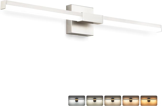 SOLFART Bathroom Vanity Light 32-Inch: Brushed Nickel LED Bar Dimmable 5 Color Temperature 360 Degree Rotation Bathroom Light Fixtures ETL IP44