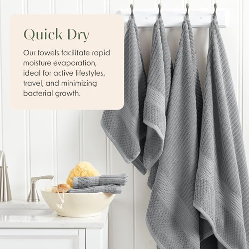 Springtree Home Oversized Bath Towel Set | 2-Pack | 100% Cotton | Gray