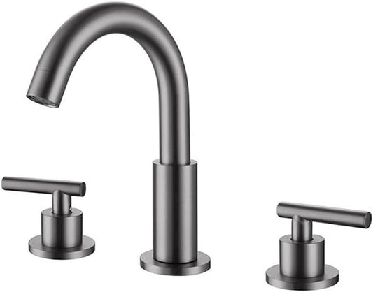 Faucet Vintage Durable Brass 3 Hole Double Handle Basin Mixer Faucet for Bathroom Sink with Hot Cold Water(Gray) Faucet