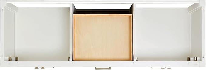 Beckford 66-Inch White Double Bathroom Vanity, 1.5-Inch Edge Carrara Quartz Countertop & Splash, Rectangular Sinks, 4 Soft Closing Doors, 6 Full Extension Dovetail Drawers, Brushed Nickel