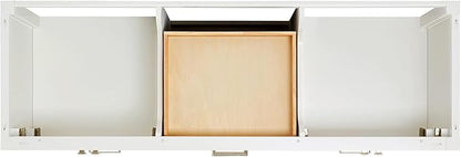 ARIEL Cambridge 66-inch Bathroom Vanity with Sink,Solid Wood, 1.5-inch Carrara White Quartz Countertop, Double Rectangular Porcelain Sink, 4 Soft Closing Doors, 6 Dovetail Drawers, White
