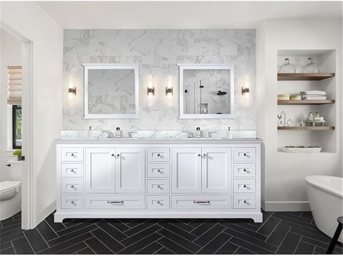 Dukes 84 in. W x 22 in. D White Double Bath Vanity