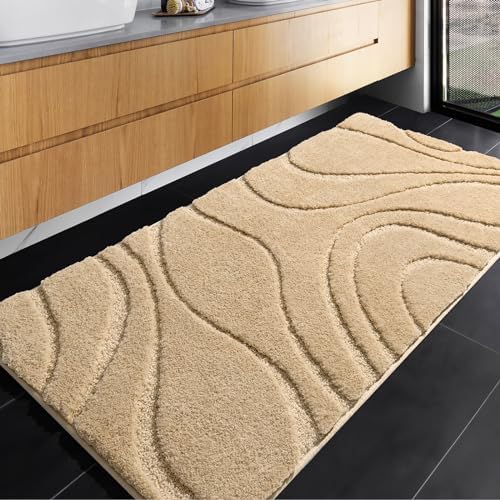 DEXDE Bathroom Rugs Runner Non Slip Bath Mats for Floor Shower Beige 24x47