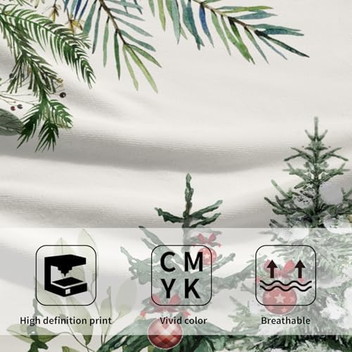 Christmas Tree Hand Towels Set of 2, 14x28 in Winter Forest Pine Cones Picks Bells Absorbent Quick Drying Kitchen Tea Towel Washcloths for Bathroom Hotel Holiday Seasonal Decor