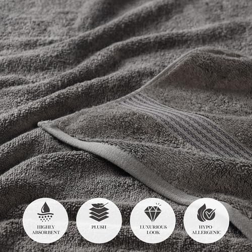 SUPERIOR Egyptian Cotton 8-Piece Towel Set, Assorted Towels for Home Bathroom, Master, Guest Bath, Decor Essentials, Includes 2 Bath, 2 Hand, 4 Face Towels/Washcloths, Quick Dry, Absorbent, Charcoal