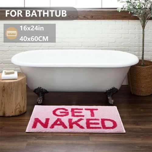 KOEXM Get Naked Bath Mat Bathroom Rugs 16" x 24" Non Slip Bath Rugs