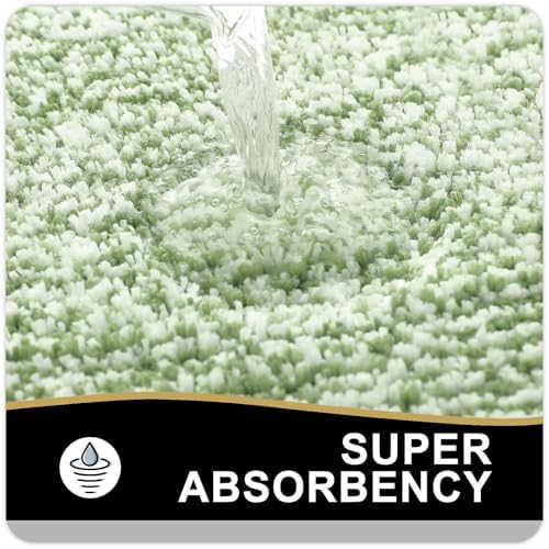 OLANLY Bathroom Rugs 36x24, Soft Absorbent Microfiber Bath Rugs, Sage Green