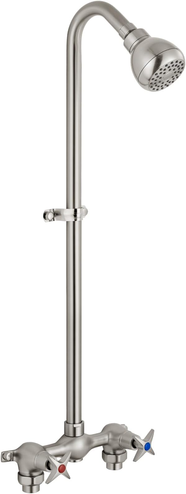 Aolemi Outdoor Shower Kit, 6-Inch Center, 2-Handle, Brushed Nickel | Solid Brass Mixer Valve, SUS304 Shower Pipe, Dual-Handle Hot And Cold Control, Reversible Inlets, and Rotating Head