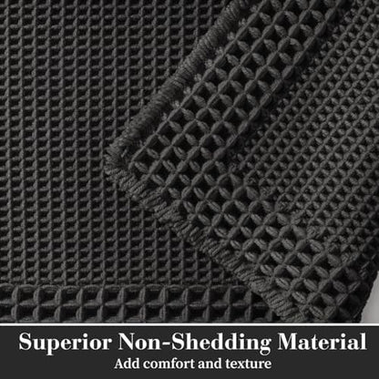 RESARE Waffle Bath Mat for Bathroom, Non Slip Bathroom Rugs 20"x32" Black