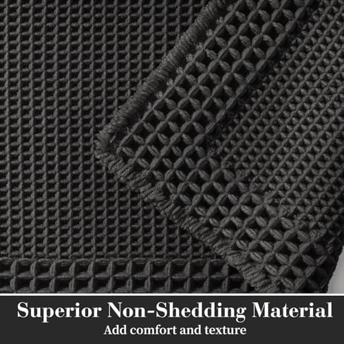 RESARE Waffle Bath Mat for Bathroom, Non Slip Bathroom Rugs 24"x36" Black