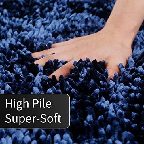Yimobra Chenille Bathroom Rugs Non Slip, Extra Thick Soft Absorbent Bath Rug, Machine Washable Quick Dry Bath Mat for Bathroom Floor, Tub and Shower, Home Decor Accessories, 24x17, Navy Blue