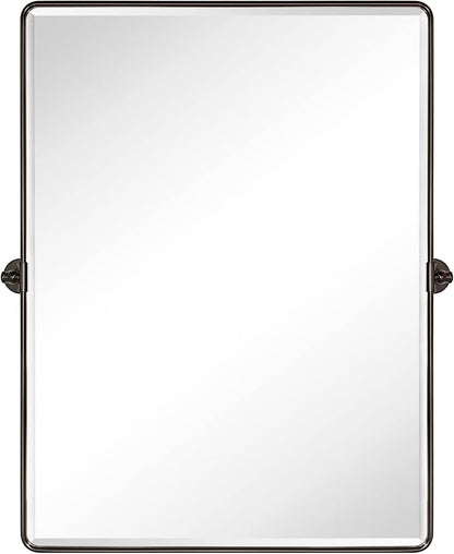 TEHOME Pivot Mirror Oil Rubbed Bronze Tilt Mirror Large Metal Framed Rectangle Tilting Beveled Vanity Mirrors for Wall, Vertical Hanging, Overall 34.14 x 40 inches (Mirrror 30 x 40 inches)