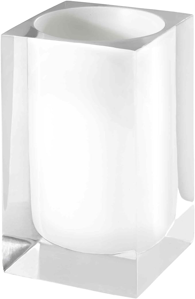 Izod - Tumbler, Resin Multipurpose Countertop Accessories, Dorm Room Essentials, Modern Home Decor (Marina Collection, White)