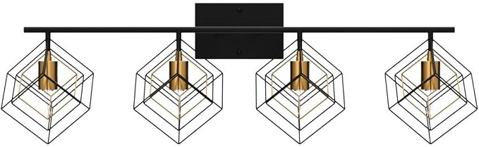 4 Light Vanity Light for Bathroom,Bathroom Light Fixtures Over Mirror with Rotatable 4 Cube Shades, Modern Wall Mounted Lights Matte Black,Industrial Black Vanity Light for Hallway Living Room