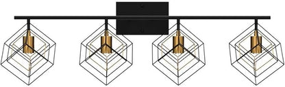 4 Light Vanity Light for Bathroom,Bathroom Light Fixtures Over Mirror with Rotatable 4 Cube Shades, Modern Wall Mounted Lights Matte Black,Industrial Black Vanity Light for Hallway Living Room