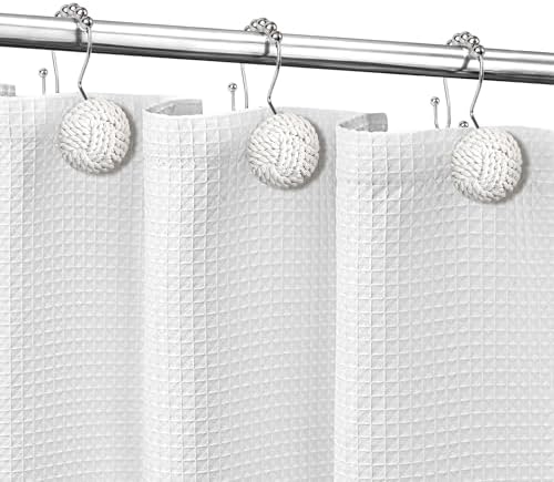 Sunlit Boho Knots Double Shower Curtain Hooks, Home Decorative White Shower Curtain Rings for Bathroom, Seaside Nautical Shower Curtain Hangers Bathroom Accessories, Set of 12