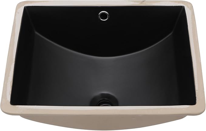 Lordear Undermount Bathroom Sink 18x14 Inch Black Rectangle Porcelain Ceramic Bathroom Sinks Deep Basin with Overflow Lavatory Vanity Sink Mounted Under