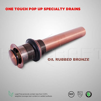 Highcraft R1034 Vessel Sink Drain Strainer Pop Up Drain Assembly without Overflow, Bathroom Faucet Vanity Sink Stopper Oil Rubbed Bronze