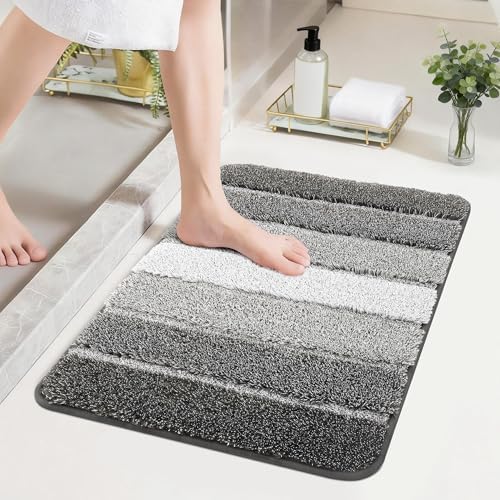 COSY HOMEER Bathroom Rugs 24x17,Ultra Soft Absorbent Bath Mat,Dark Gray