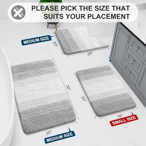 Arotive Microfiber Bathroom Rugs, Shaggy Soft Absorbent Bath Rug, 47x24