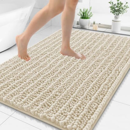 Smiry Bathroom Rugs 48X32, Extra Soft Rubber Backing Chenille Bath Mats