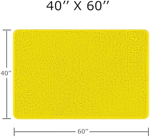Yeaban Chenille Yellow Bathroom Rug 40"x60",Non-Slip Rubber Backing