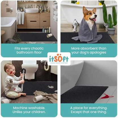 Extra-Large Chenille Bath Mats 61"x31", Plush Absorbent Quick Dry, Soft & Machine Washable, Non Slip Carpet for Bathroom, Thick Bathroom Rugs, Shower Restroom Rug Mat, Alfombras De Bano, Bathrugs