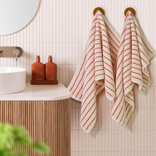 Striped Hand Towels Set of 2, Vintage Bathroom & Kitchen Decor, Guest Use