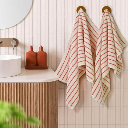Striped Hand Towels Set of 2, Vintage Bathroom & Kitchen Decor, Guest Use