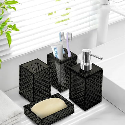 Bathroom Accessory Set, 4 PCS Black Bathroom Accessories Set