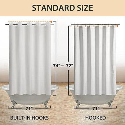 River Dream No Hook Hotel Cloth Shower Curtain Microfiber - Waterproof Soft Washable Fabric Shower Curtain or Liner with Magnets, White, Standard Size (Pack of 2)