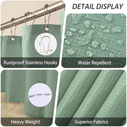 Bathroom Accessory Set - 25PC Bathroom Sets with Shower Curtain and Rugs, Sage Green Bathroom Set, Bathroom Accessories Set, Shower Curtain Sets with Rugs, Bathroom Trash Can & Soap Dispenser