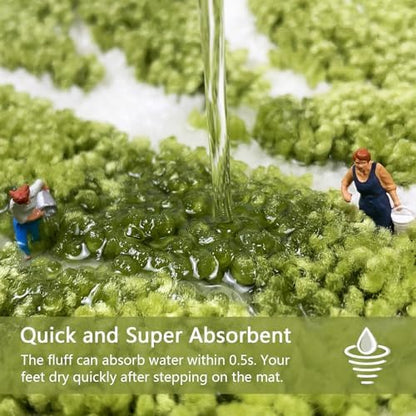 Grass Green Leaf Bathroom Rugs - Cute Bath Mat, Large Bath Mats Non Slip Machine Washable Funny Bathroom Decor Water Absorbing Bath Rugs Green Bath Mat Leaves 24" x 36"