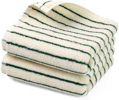 Jacquotha Green Striped Hand Towels for Kitchen, Vintage Bathroom Decor