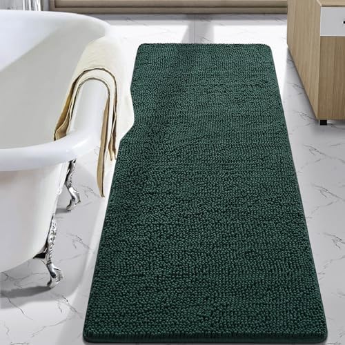 LOCHAS Luxury Bathroom Rug Shaggy Bath Mat 24 x 60 Inch, Hunter Green