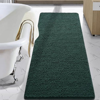 LOCHAS Luxury Bathroom Rug Shaggy Bath Mat 24 x 60 Inch, Hunter Green