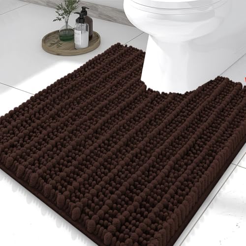 Smiry Bathroom Toilet Rugs U Shaped 24X20, Chenille Bath mats for Toilet