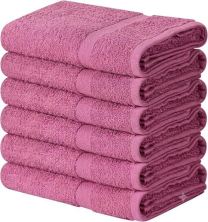 Towel and Linen Mart Cotton White 6 Pack Bath Towel Set,Quick Dry,Absorbent,Light Weight, Soft Feel, Premium Towels for Hotel, Spa and Bathroom (24 x 48) (Pink, 24 X 48 6 Pack)