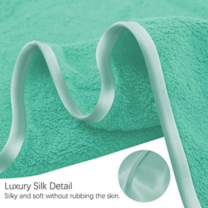 TENSTARS Silk Hemming Hand Towels for Bathroom - Quick Drying - Ultra Soft Microfiber Absorbent Towel for Bath Fitness, Gym, Shower, Hotel, and Spa - 16x28 Inch | Set of 6, Aqua Green