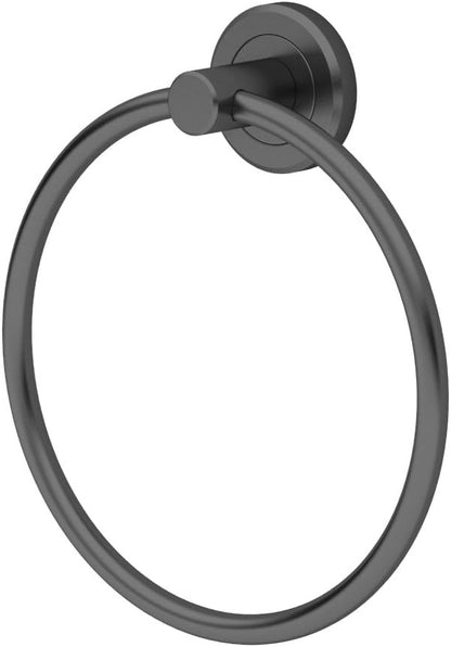 Gatco 4242MX Latitude II Towel Ring | Modern Hand Towel Holder for Bathroom | Stylish Decorative Hardware, Heavy Duty Metal, EZ Ancor Mounting | Matte Black