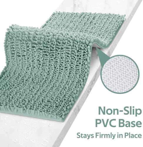 ACCUMTEK Upgrade Extra Eggshell Blue Bathroom Rug Set 3 Pieces Ultra Soft, Thick Absorbent Bath Mats, Non Slip Chenille Toilet Mat for Bathroom, Bedroom, Kitchen