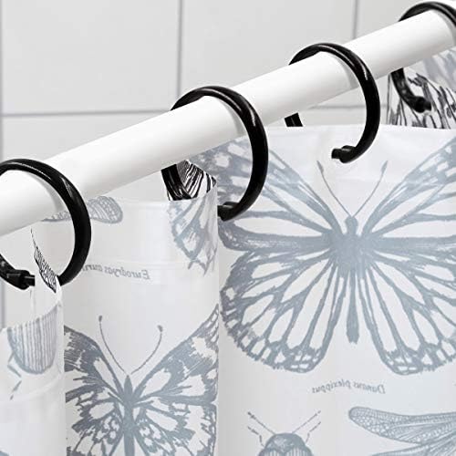 Black Shower Curtain Hooks Rings, 12 Pcs Circular Plastic Shower Curtain Rings for Bathroom, Plastic Shower Curtain Hooks for Shower Curtain Rod, Black Shower Hooks Rings for Shower Curtain