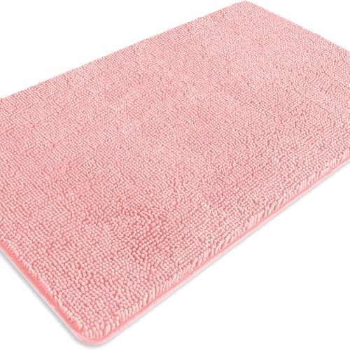 Bathroom Rugs 30 x 50 Inch – Extra Large Bath Mat | Absorbent and Washable Thick Chenille Bath Rugs Non-Slip Runner Rug for Bathroom, Shower, Tub(Pink)