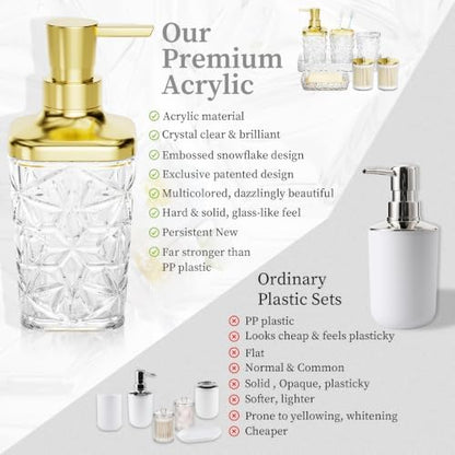 Bathroom Accessory Set, 7 Pcs White Bathroom Accessories Set, Acrylic Soap Dispenser and Toothbrush Holder Set, Qtip Holder Set, Bathroom Sink Set, Gift for Home Apartment