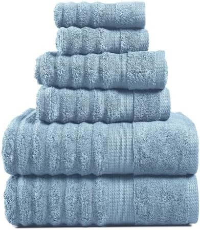 LANE LINEN Bath Towel Set 100% Cotton 6 Piece Soft Absorbent - Blue