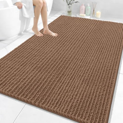 OLANLY Large Bathroom Rugs 70x46, Thick Soft Absorbent Chenille Bath Rugs