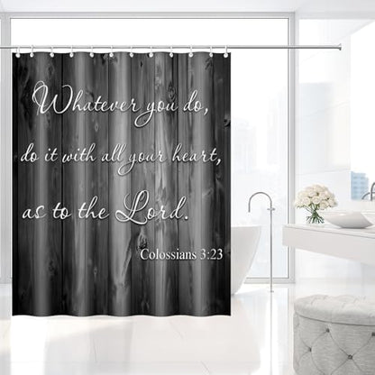 Whatever You Do Colossians 3:23 Shower Curtain with Hooks 72 x 72 Inches