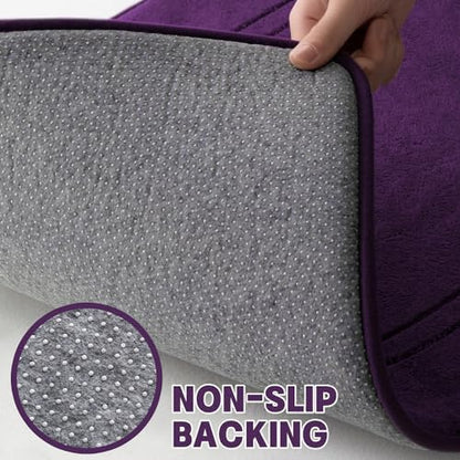 YIHOUSE Memory Foam Bath Mat Set, Bathroom Rugs Sets 2 Pieces, Non Slip Bath Mats for Bathroom, Super Soft and Water Absorbent Bath Rug Set, Machine Washable U Shape Rug,Purple